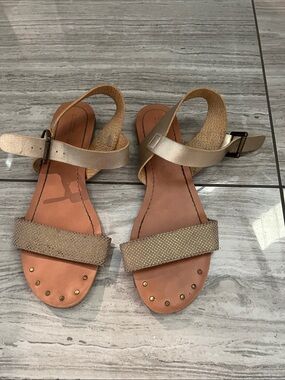 Mossimo Supply Co. Gold Textured Ankle-Strap Sandals